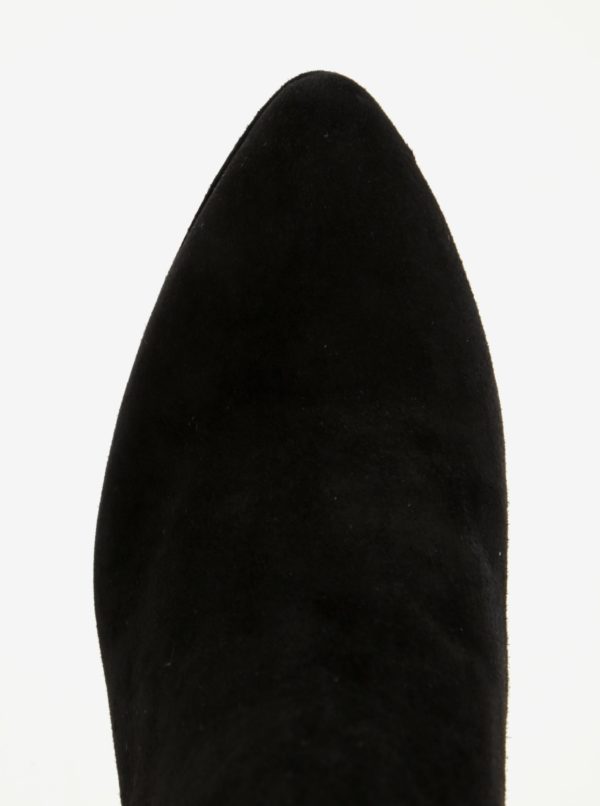 Čierne semišové členkové topánky na ihlovom podpätku Tamaris