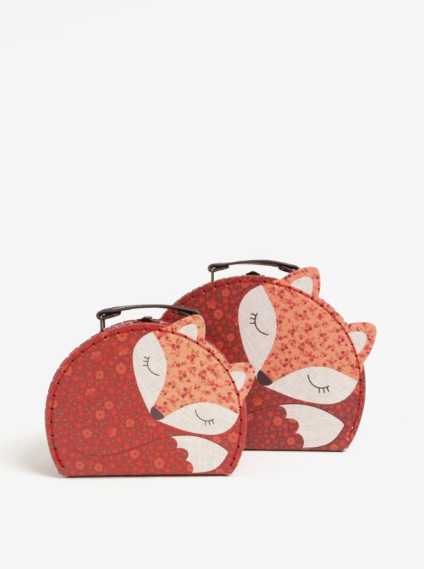 Súprava dvoch červených kufríkov v tvare líšky Sass & Belle