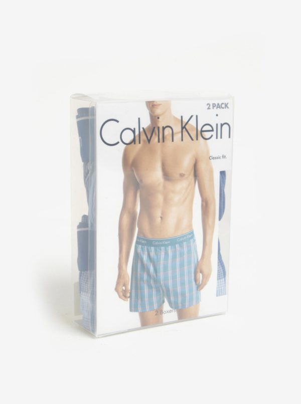 Súprava dvoch vzorovaných classic fit trenírok v modrej farbe Calvin Klein Underwear