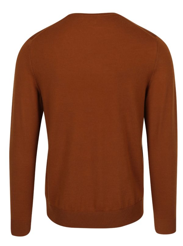 Hnedý tenký sveter z Merino vlny Jack & Jones Premium Mark