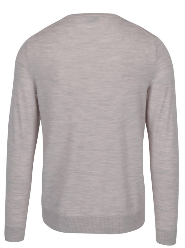 Krémový melírovaný sveter z Merino vlny Jack & Jones Premium Mark