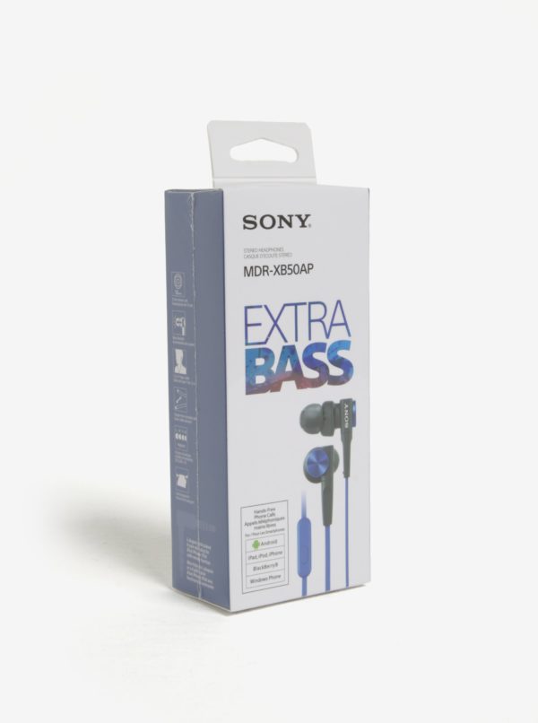 Modré in-ear slúchadlá s mikrofónom SONY Extra Bass