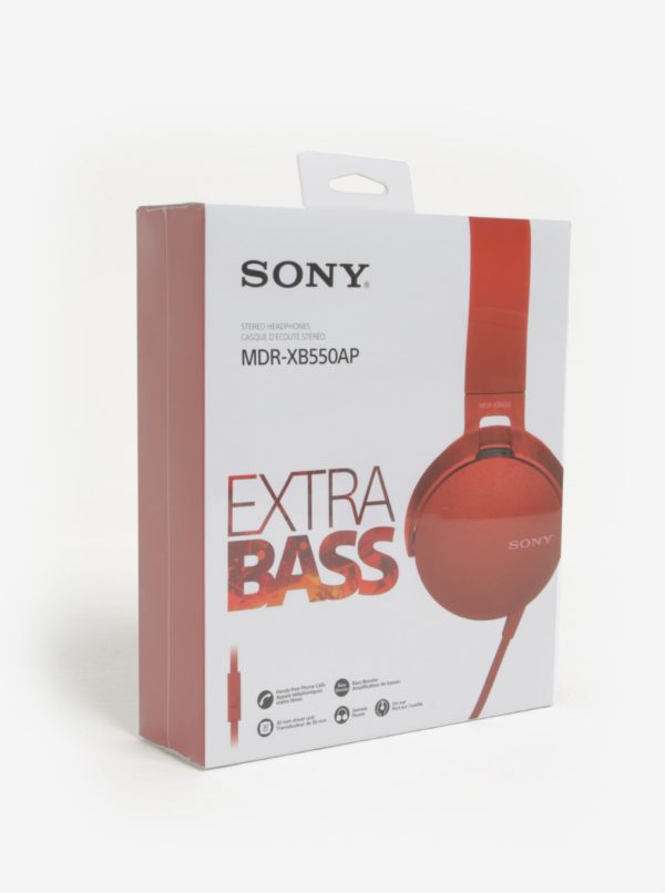 Červené slúchadlá s mikrofónom SONY Extra Bass