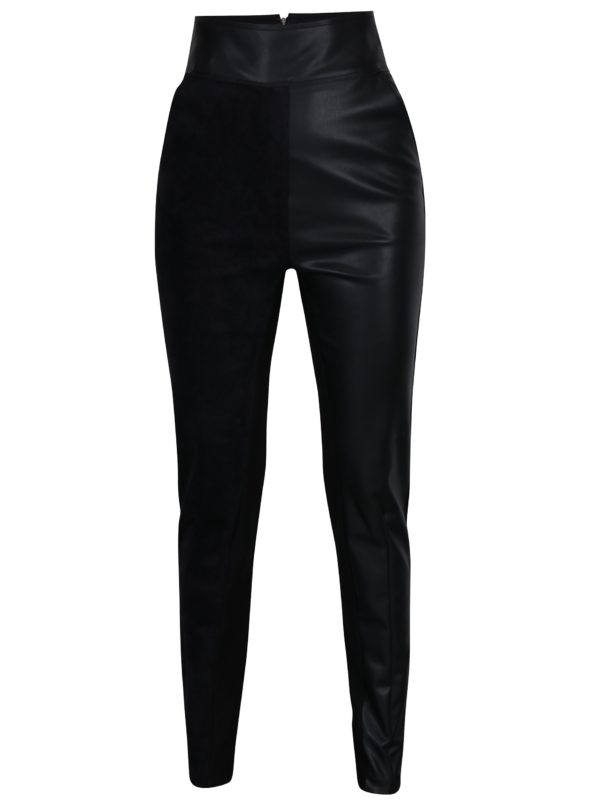 Čierne koženkové nohavice s vysokým pásom Alexandra Ghiorghie Sores