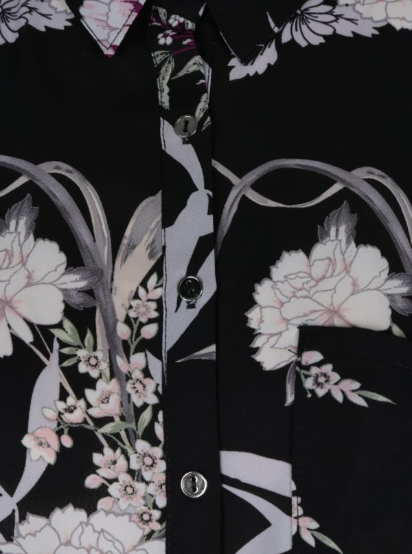 Čierna priesvitná kvetovaná blúzka Dorothy Perkins