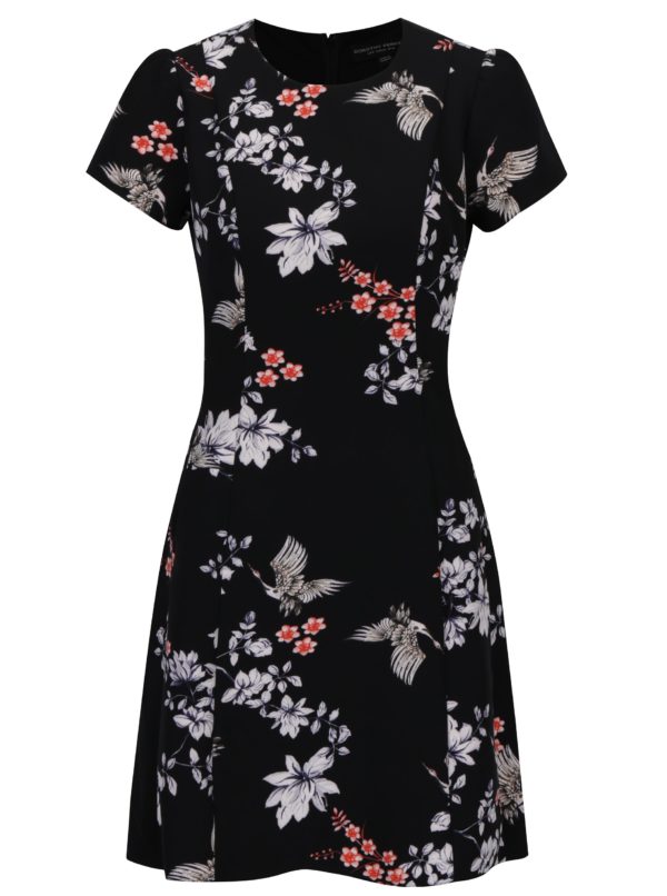 Čierne kvetované šaty s krátkym rukávom Dorothy Perkins