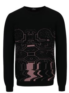 Ružovo-čierny sveter z merino vlny Live Sweaters Ayahuasca