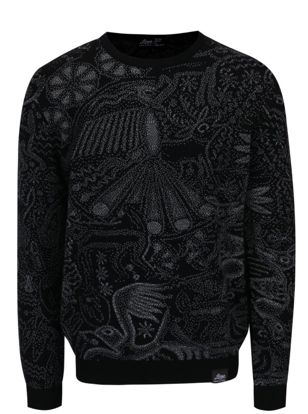 Sivo-čierny sveter z merino vlny Live Sweaters Hikuri