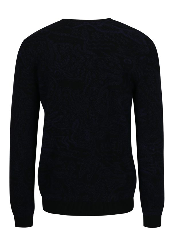 Modro-čierny sveter z merino vlny Live Sweaters Hikuri