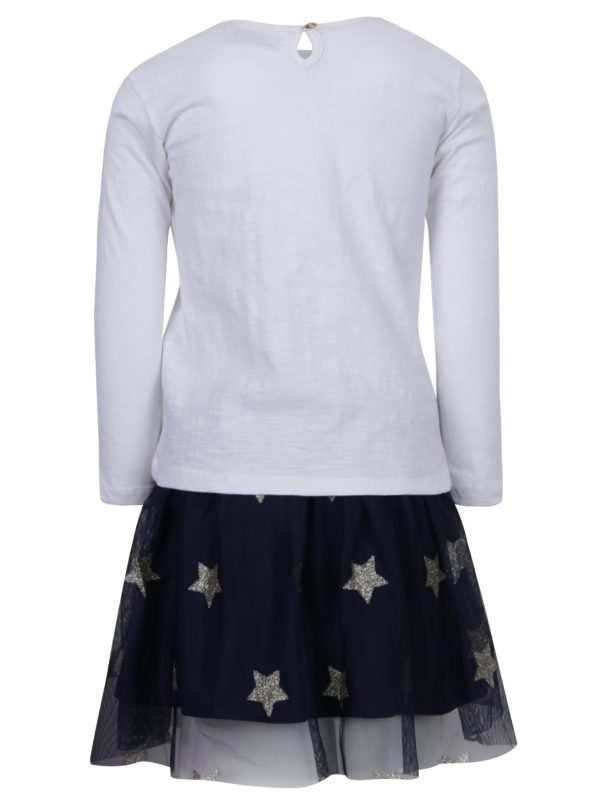 Modro-biela dievčenská súprava sukne a trička s potlačou 5.10.15.