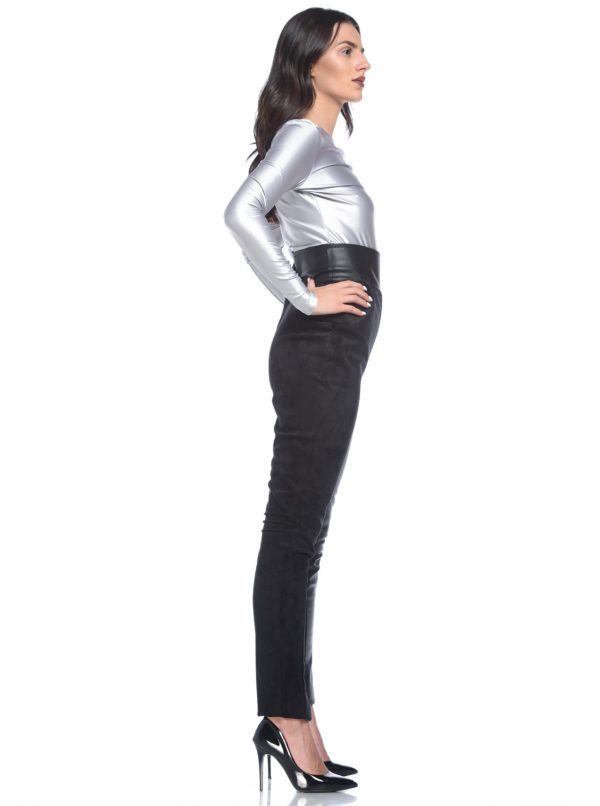 Čierne koženkové nohavice s vysokým pásom Alexandra Ghiorghie Sores