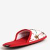 Červeno-biele unisex papuče s vianočným motívom Slippsy