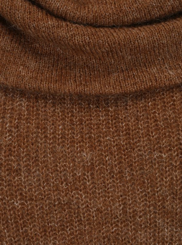 Hnedý melírovaný sveter s prímesou vlny VERO MODA Helen