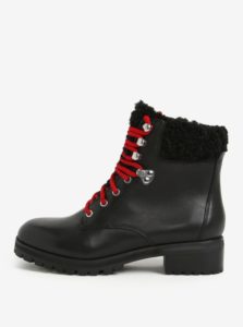 Čierne dámske kožené členkové topánky s umelým kožúškom ALDO Uleladda
