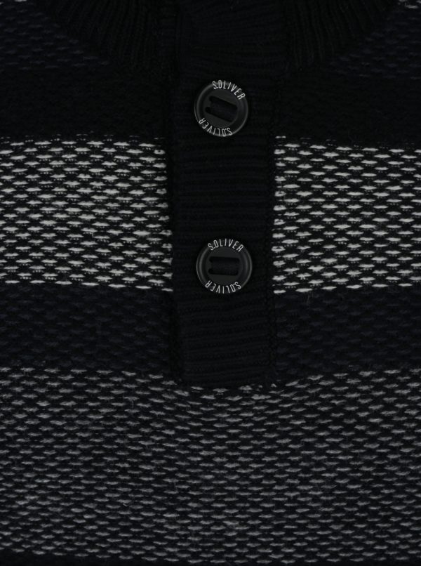 Sivo-modrý pánsky pruhovaný sveter so stojačikom s.Oliver