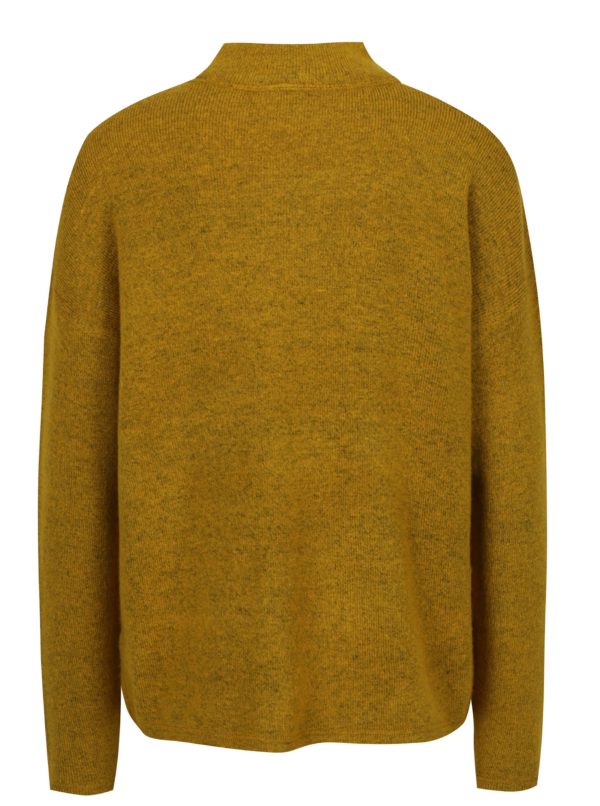 Horčicový melírovaný dámsky sveter so stojačikom QS by s.Oliver