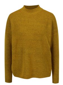 Horčicový melírovaný dámsky sveter so stojačikom QS by s.Oliver