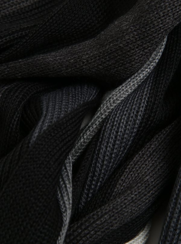 Čierno-sivý pánsky pruhovaný šál s prímesou vlny s.Oliver