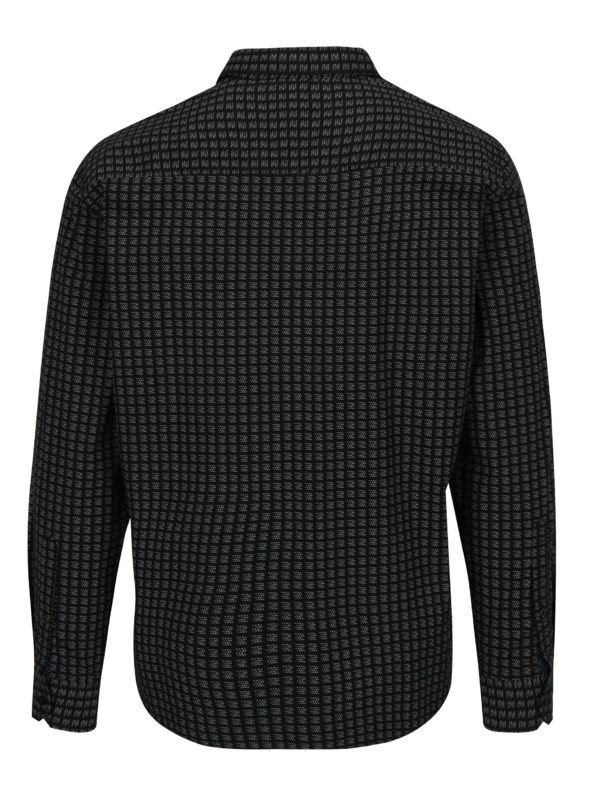 Čierna pánska vzorovaná regular fit košeľa s.Oliver