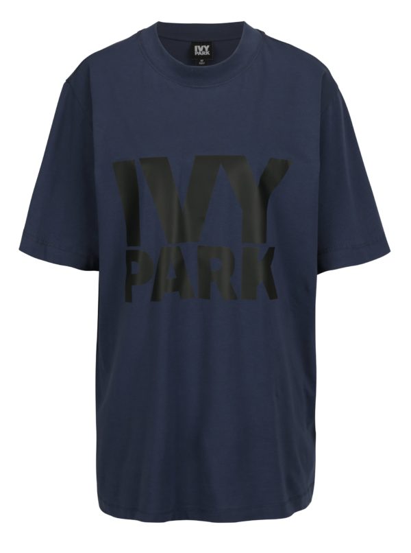Tmavomodré oversize tričko s potlačou Ivy Park