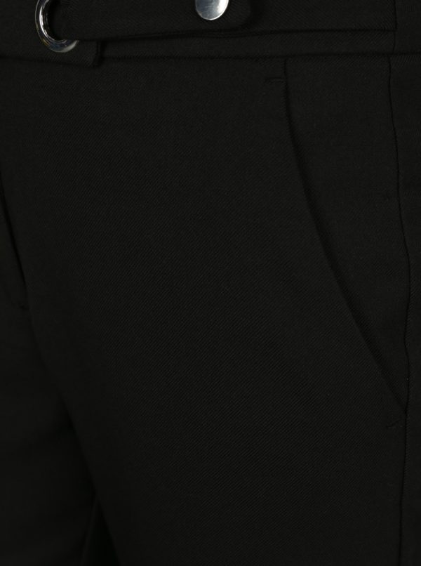 Čierne skrátené nohavice s vysokým pásom VERO MODA Rony