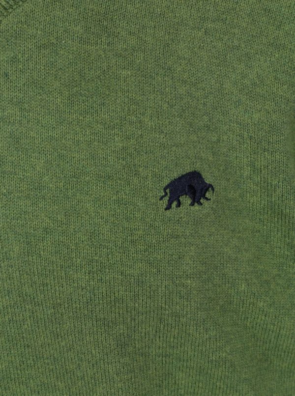 Zelený sveter s véčkovým výstrihom Raging Bull