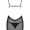 Súprava priesvitnej nočnej košieľky s prestrihmi a tangami v čiernej farbe Obsessive Swanita chemise