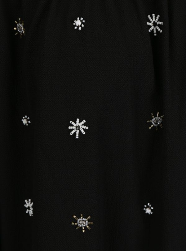Čierna blúzka s odhalenými ramenami a korálkovou aplikáciou Dorothy Perkins