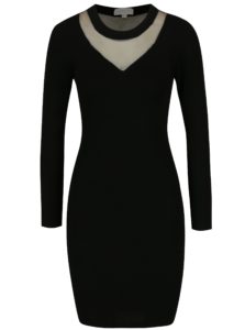 Čierne svetrové šaty s priesvitným sedlom Apricot