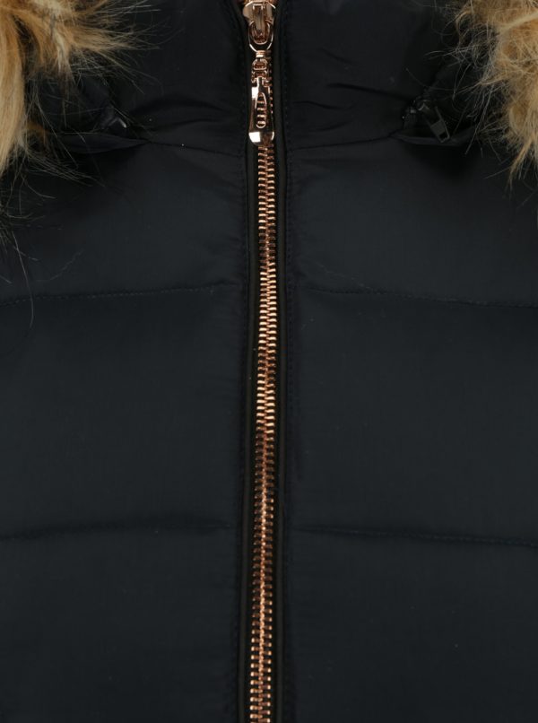 Tmavomodrá prešívaná zimná bunda s opaskom Apricot