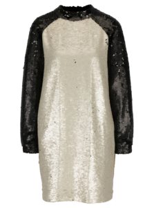 Béžovo-čierne flitrované šaty Framboise Shimmer