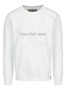 Biela pánska mikina s výšivkou Calvin Klein Jeans Hasto