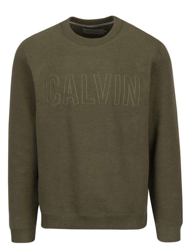 Kaki pánska mikina s výšivkou Calvin Klein Jeans Hyperon