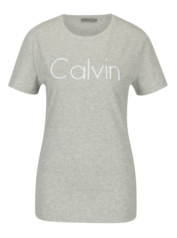 Svetlosivé dámske tričko s výšivkou Calvin Klein Jeans Tanya