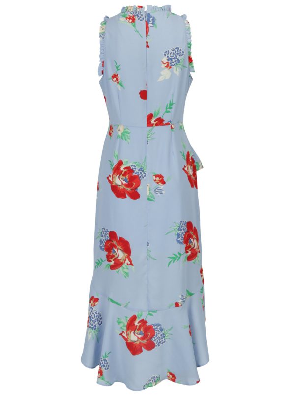 Modré kvetované šaty s volánmi Miss Selfridge