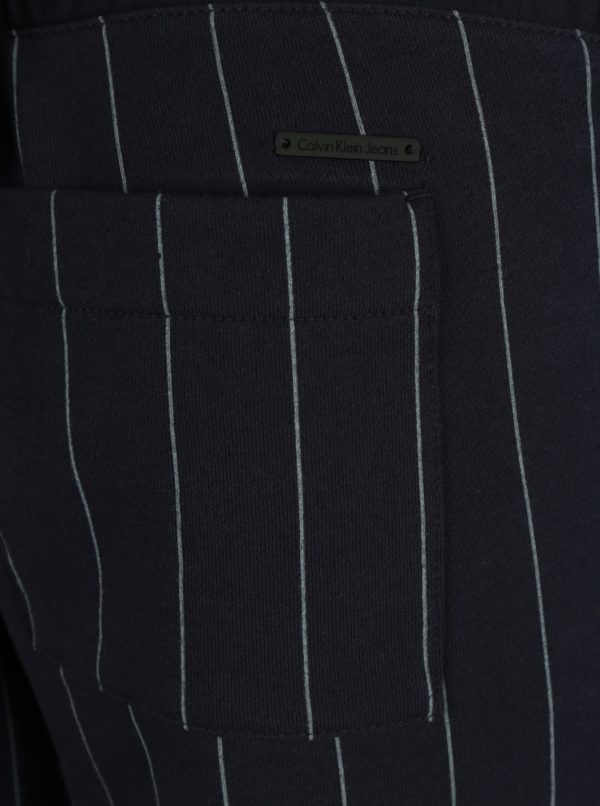 Tmavomodré pánske pruhované tepláky Calvin Klein Jeans Hespero