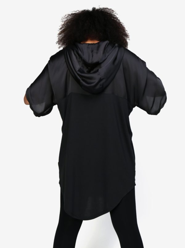 Čierne dlhé oversize tričko s kapucňou Ivy Park
