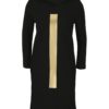Čierne mikinové šaty s kapucňou a potlačou v zlatej farbe Mikela da Luka