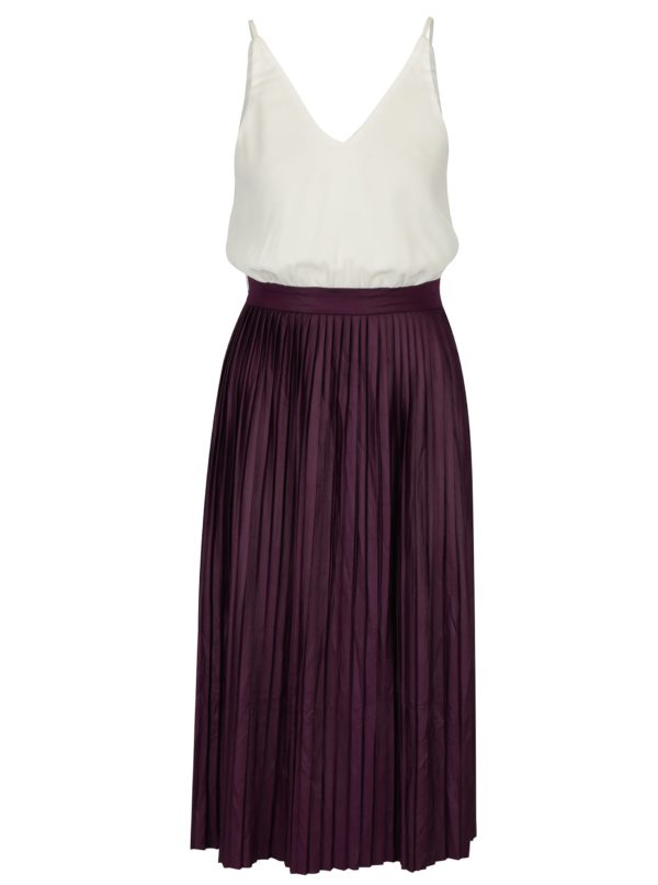 Krémovo-fialové šaty s plisovanou sukňou AX Paris