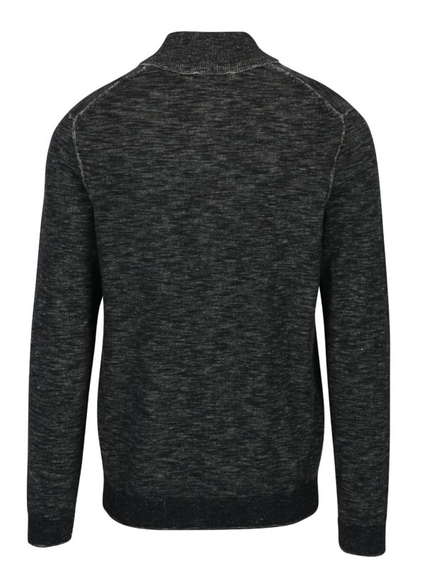 Sivý pánsky melírovaný sveter so zipsom s.Oliver