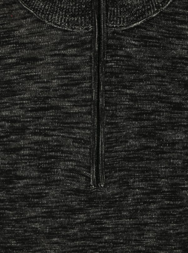 Čierny pánsky melírovaný sveter so zipsom s.Oliver