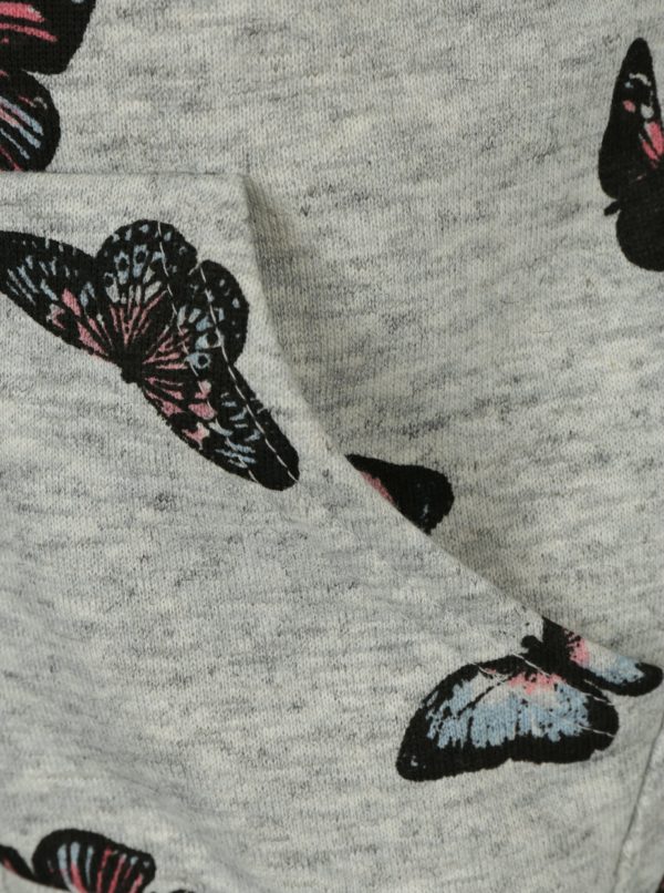 Sivá chlapčenská mikina na zips s potlačou motýľov name it Kutter