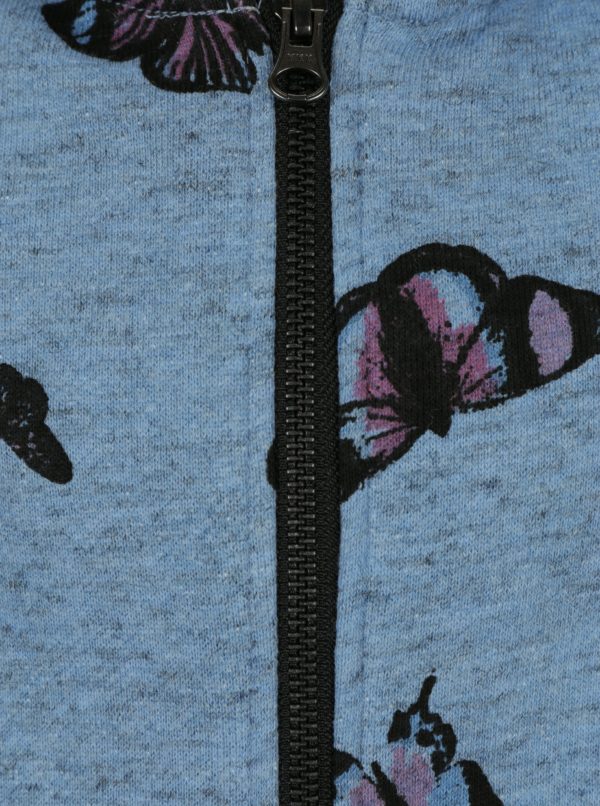 Modrá dievčenská mikina na zips s potlačou motýľov it Kutter