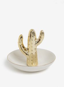 Krémová miska na šperky s motívom kaktusu Sass & Belle  