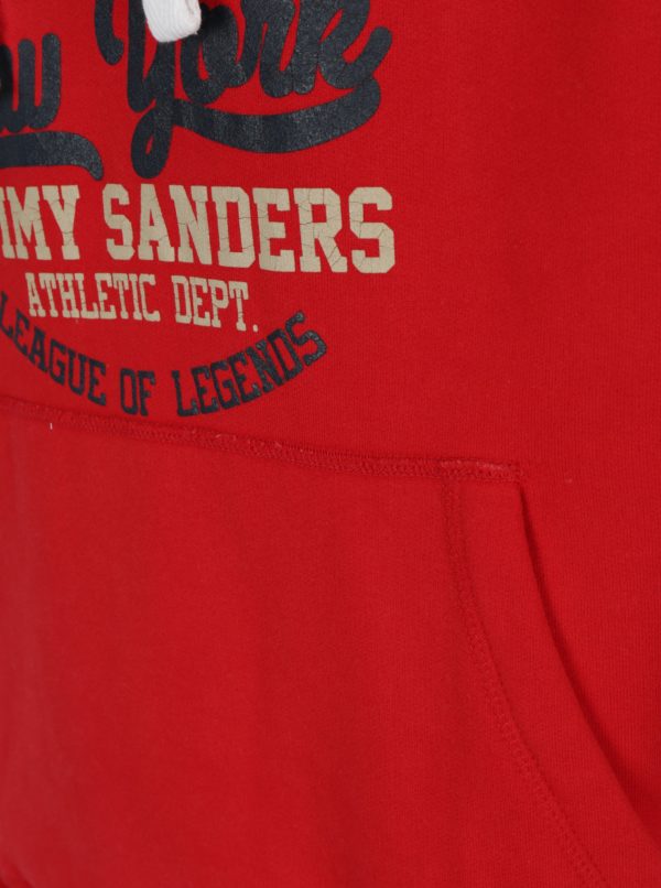 Červená pánska mikina s kapucňou a potlačou Jimmy Sanders