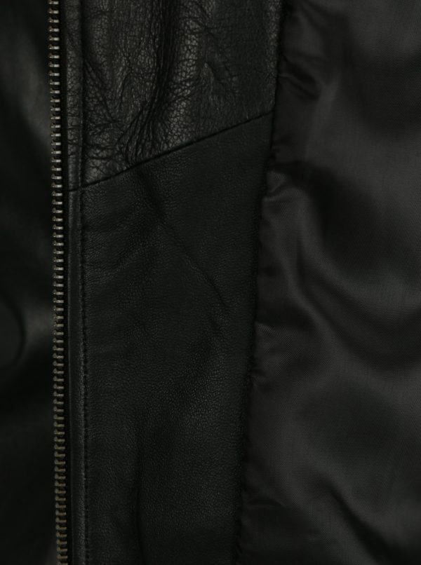 Čierna kožená dámska bunda s prešívanými rukávmi Jimmy Sanders Andria 