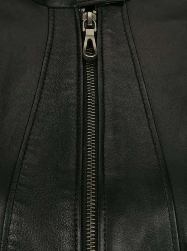 Čierna kožená dámska bunda s prešívanými rukávmi Jimmy Sanders Andria 