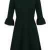 Zelené šaty s 3/4 zvonovým rukávom Dorothy Perkins Petite