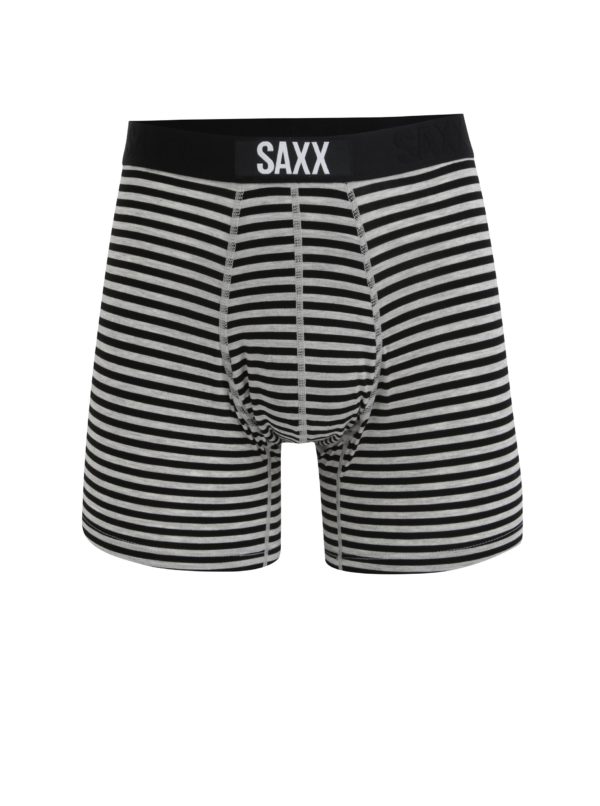 Súprava troch pánskych vzorovaných boxeriek v čiernej a sivej farbe SAXX Vibe Modern fit