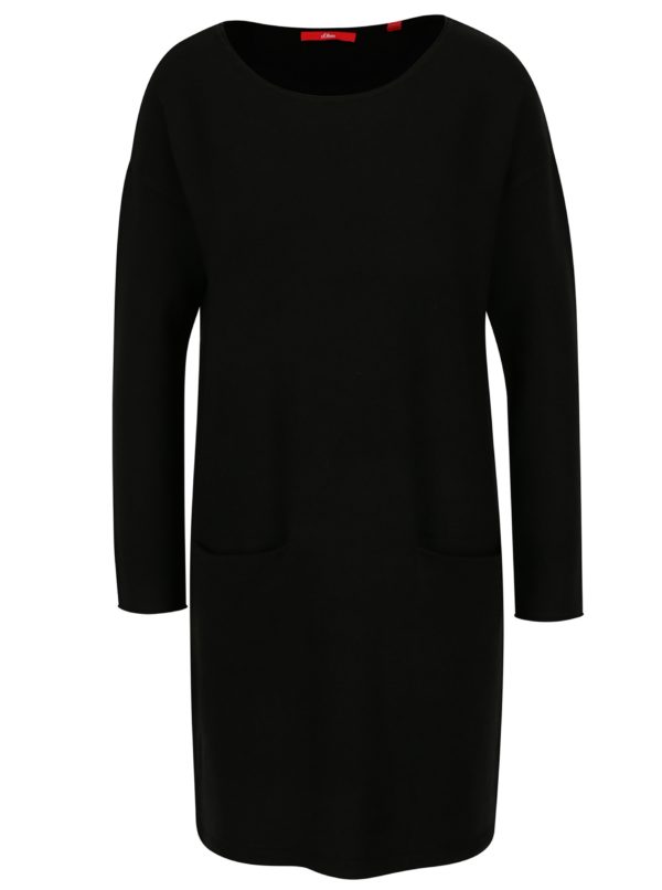 Čierne svetrové šaty s vreckami s.Oliver